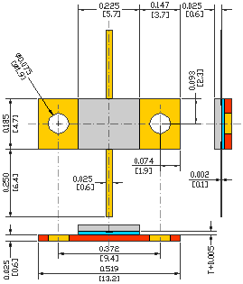 180W, 0.35GHz, ALUMINA FLANGED POWER RESISTORS USMRPFG1501506AO-180W-0G35 flange mechanical data - standard model FL04G
