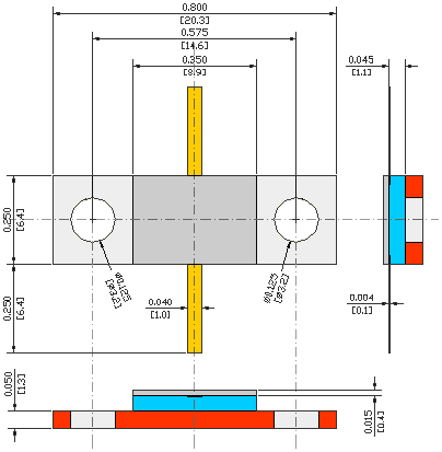 385W, 0.15GHz, ALUMINA FLANGED POWER RESISTORS USMRPFN2252256AO-385W-0G15 flange mechanical data - model FL07N